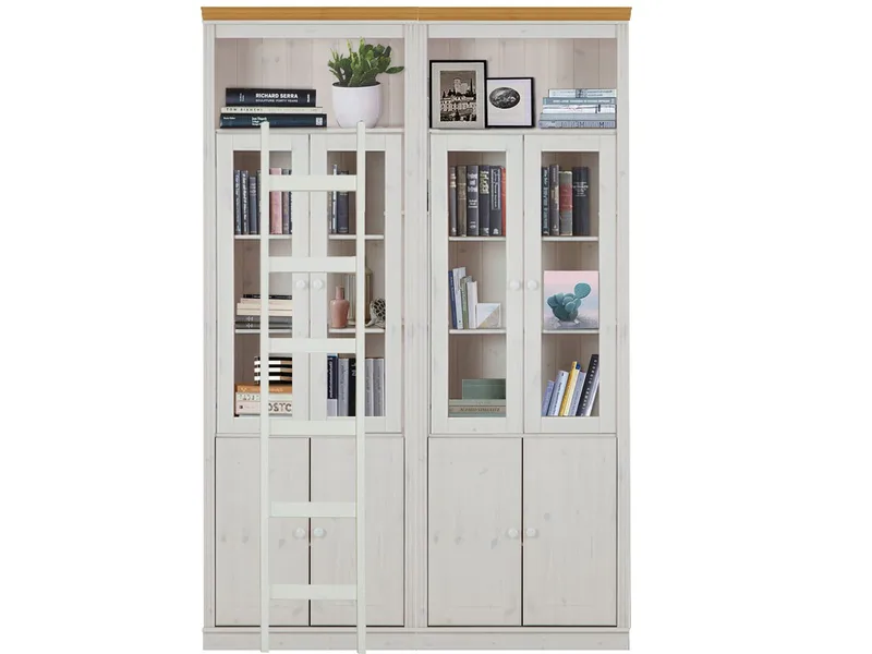 Bokhylle Loft24 Anita Hvit/honning - Hvit/honning - Oppbevaring - Skap - Vitrineskap