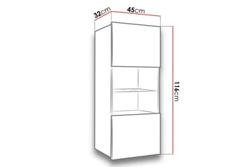 Calabrini Vitrineskap 45x32x117 cm - Beige / Brun - Oppbevaring - Skap - Vitrineskap