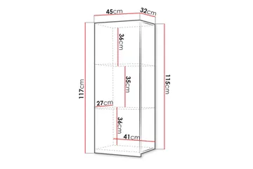 Calabrini Vitrineskap 45x32x117 cm - Oppbevaring - Skap - Vitrineskap