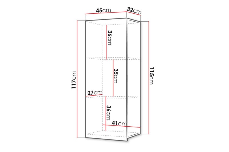 Calabrini Vitrineskap 45x32x117 cm - Oppbevaring - Skap - Vitrineskap