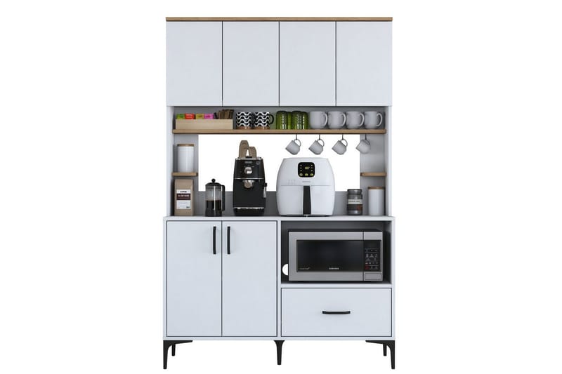Cerreta Høyskap 184,2 cm - Mellomfarget tre/Hvit - Oppbevaring - Skap - Oppbevaringsskap