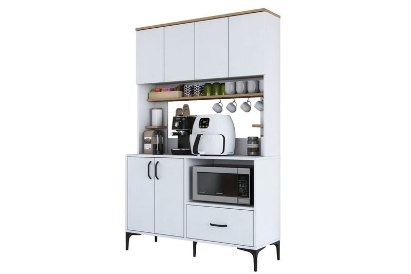 Cerreta Høyskap 184,2 cm - Mellomfarget tre/Hvit - Oppbevaring - Skap - Oppbevaringsskap