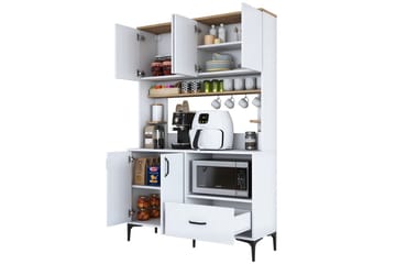 Cerreta Høyskap 184,2 cm - Mellomfarget tre/Hvit - Oppbevaring - Skap - Oppbevaringsskap