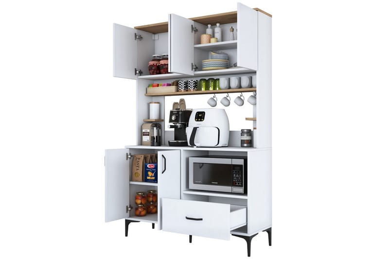 Cerreta Høyskap 184,2 cm - Mellomfarget tre/Hvit - Oppbevaring - Skap - Oppbevaringsskap