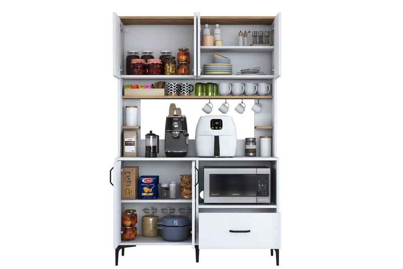 Cerreta Høyskap 184,2 cm - Mellomfarget tre/Hvit - Oppbevaring - Skap - Oppbevaringsskap