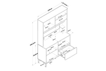 Cerreta Høyskap 184,2 cm - Mellomfarget tre/Hvit - Oppbevaring - Skap - Oppbevaringsskap