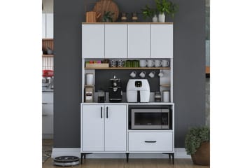 Cerreta Høyskap 184,2 cm - Mellomfarget tre/Hvit - Oppbevaring - Skap - Oppbevaringsskap
