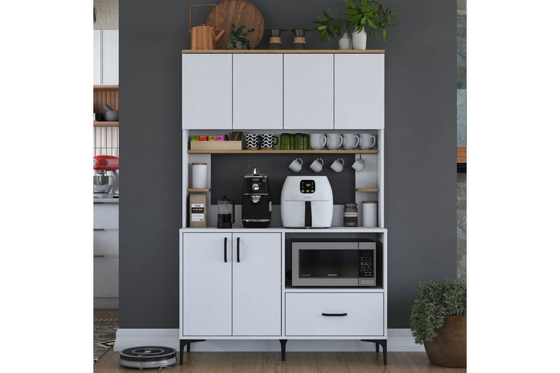 Cerreta Høyskap 184,2 cm - Mellomfarget tre/Hvit - Oppbevaring - Skap - Oppbevaringsskap