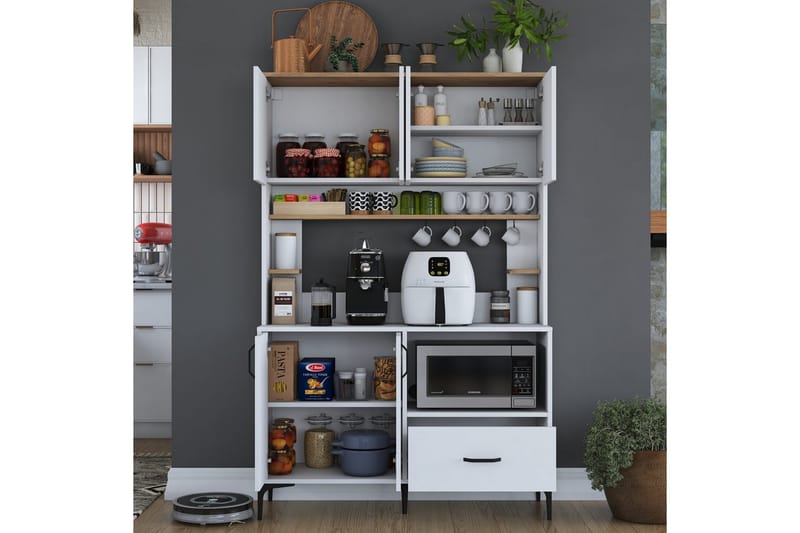 Cerreta Høyskap 184,2 cm - Mellomfarget tre/Hvit - Oppbevaring - Skap - Oppbevaringsskap