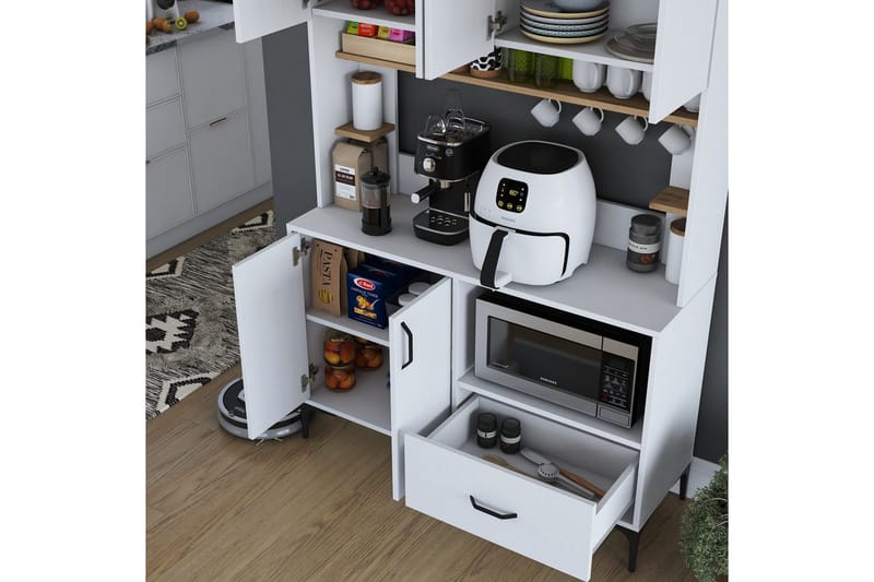 Cerreta Høyskap 184,2 cm - Mellomfarget tre/Hvit - Oppbevaring - Skap - Oppbevaringsskap