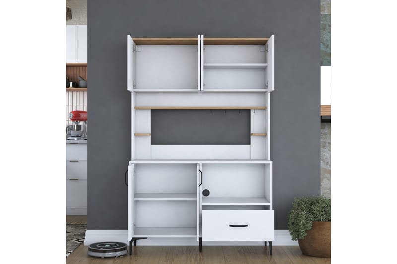 Cerreta Høyskap 184,2 cm - Mellomfarget tre/Hvit - Oppbevaring - Skap - Oppbevaringsskap
