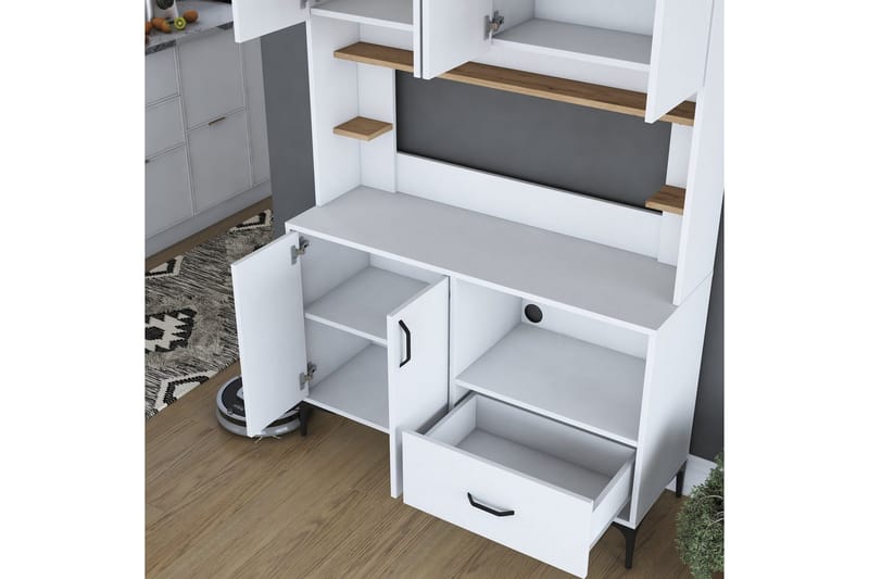 Cerreta Høyskap 184,2 cm - Mellomfarget tre/Hvit - Oppbevaring - Skap - Oppbevaringsskap