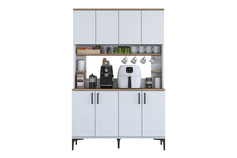Cerreta Høyskap 184,2 cm - Mellomfarget tre/Hvit - Oppbevaring - Skap - Oppbevaringsskap