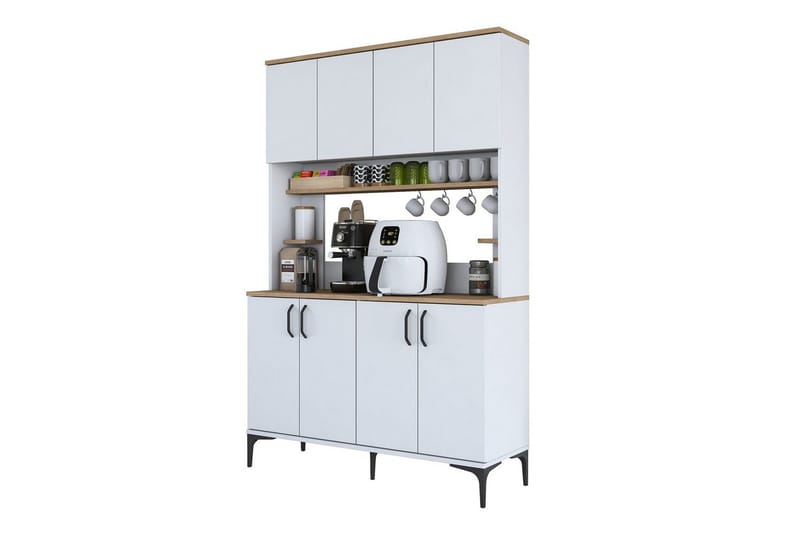 Cerreta Høyskap 184,2 cm - Mellomfarget tre/Hvit - Oppbevaring - Skap - Oppbevaringsskap