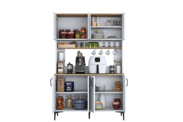 Cerreta Høyskap 184,2 cm - Mellomfarget tre/Hvit - Oppbevaring - Skap - Oppbevaringsskap