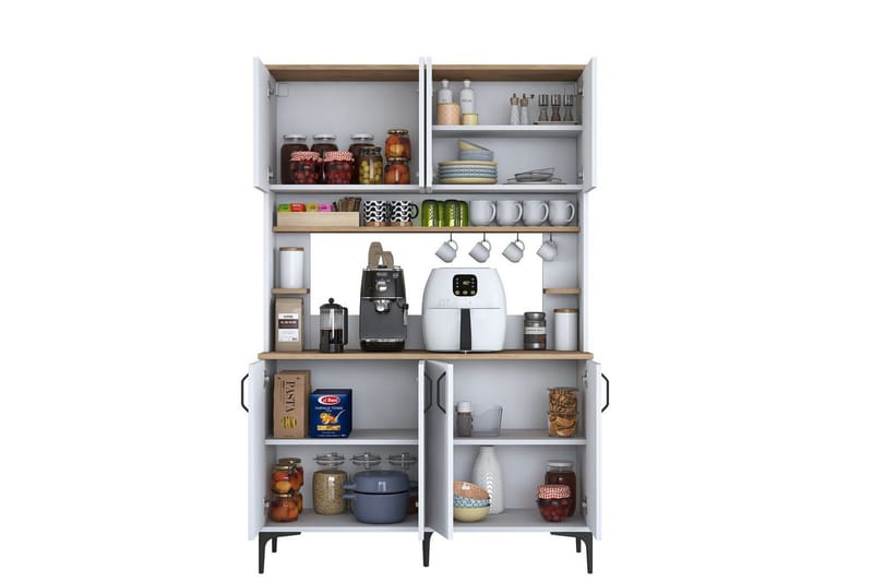 Cerreta Høyskap 184,2 cm - Mellomfarget tre/Hvit - Oppbevaring - Skap - Oppbevaringsskap