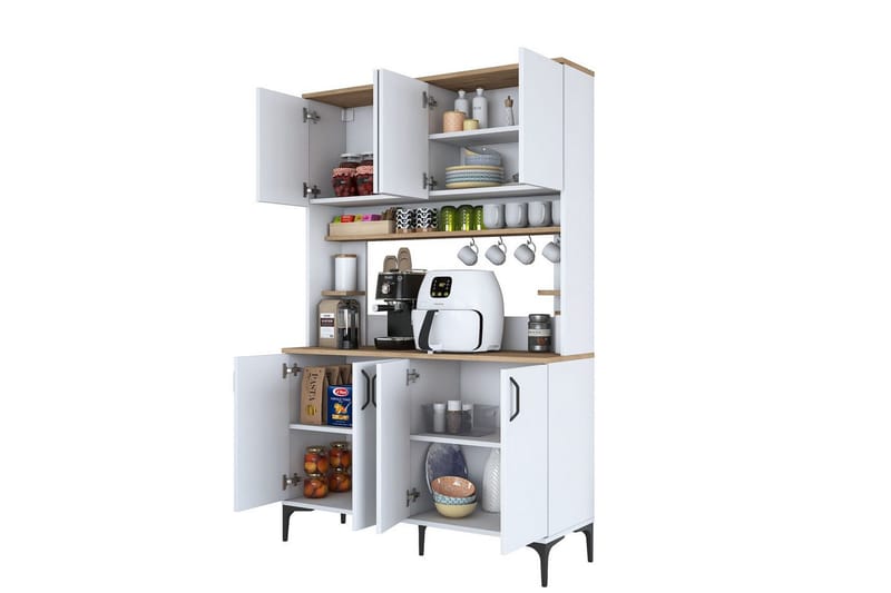Cerreta Høyskap 184,2 cm - Mellomfarget tre/Hvit - Oppbevaring - Skap - Oppbevaringsskap