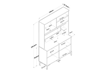 Cerreta Høyskap 184,2 cm - Mellomfarget tre/Hvit - Oppbevaring - Skap - Oppbevaringsskap