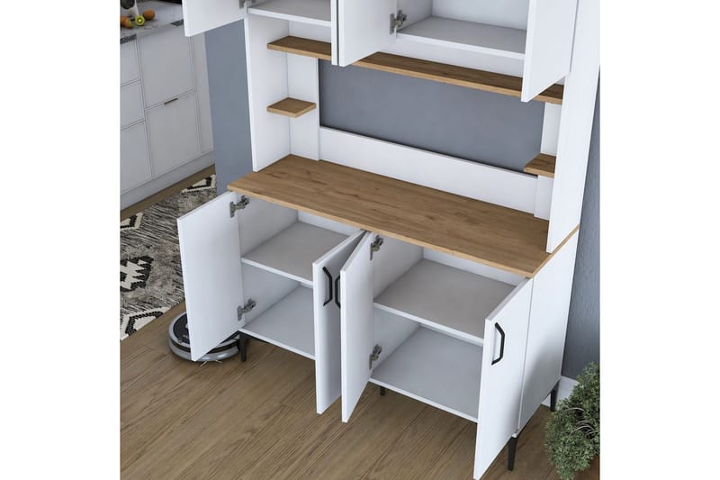 Cerreta Høyskap 184,2 cm - Mellomfarget tre/Hvit - Oppbevaring - Skap - Oppbevaringsskap