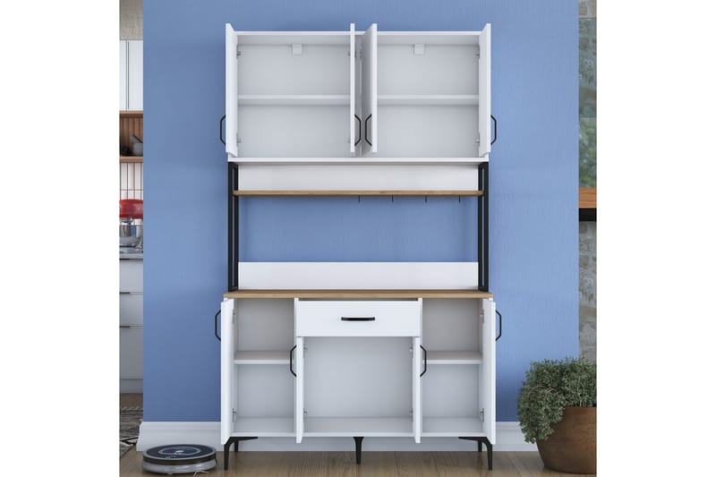 Cerreta Høyskap 198,6 cm - Mellomfarget tre/Hvit - Oppbevaring - Skap - Oppbevaringsskap