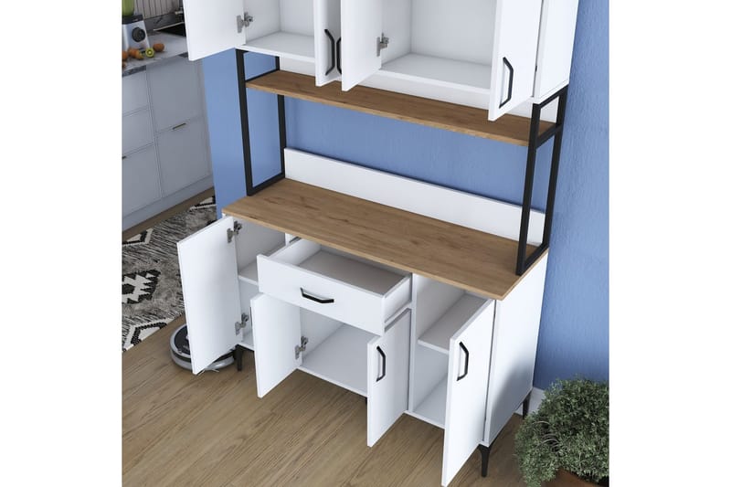 Cerreta Høyskap 198,6 cm - Mellomfarget tre/Hvit - Oppbevaring - Skap - Oppbevaringsskap