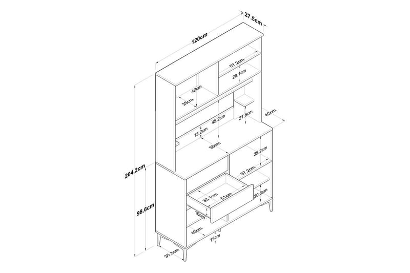 Cerreta Høyskap 204,2 cm - Sjokoladebrun/Hvit - Oppbevaring - Skap - Oppbevaringsskap