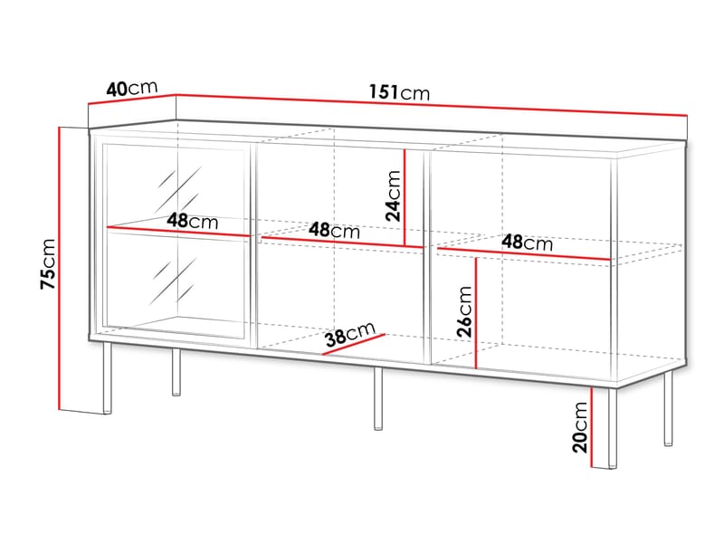 Claven skjenk 151 cm - beige - Oppbevaring - Oppbevaringsmøbler - Sideboard & skjenk