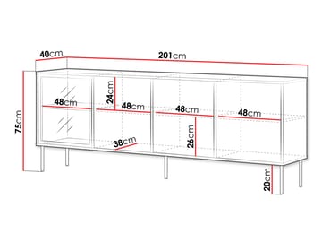 Claven skjenk 200 cm - beige - Oppbevaring - Oppbevaringsmøbler - Sideboard & skjenk