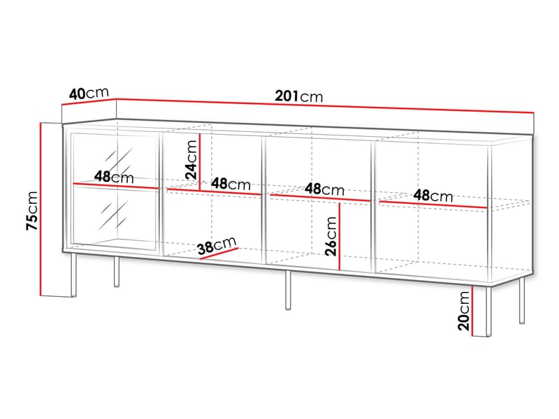 Claven skjenk 200 cm - beige - Oppbevaring - Oppbevaringsmøbler - Sideboard & skjenk