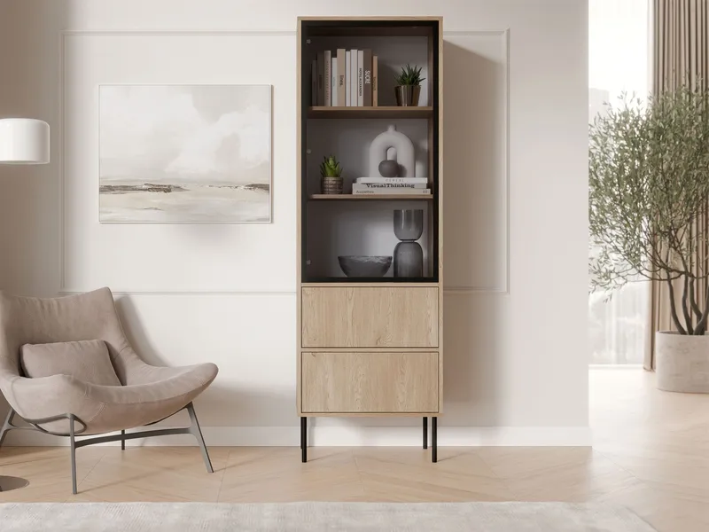 Claven Vitrineskap 60x185 cm - brun - Oppbevaring - Skap - Vitrineskap