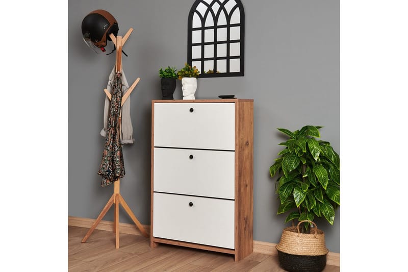 Comfortale Skoskap 26 cm - Hvit/Mintgrønn/Lysfarget tre - Oppbevaring - Skap - Oppbevaringsskap