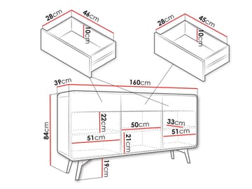 Corvan Skjenk 160 cm - Oppbevaring - Skap - Oppbevaringsskap