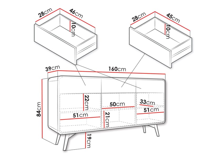 Corvan Skjenk 160 cm - Oppbevaring - Skap - Oppbevaringsskap