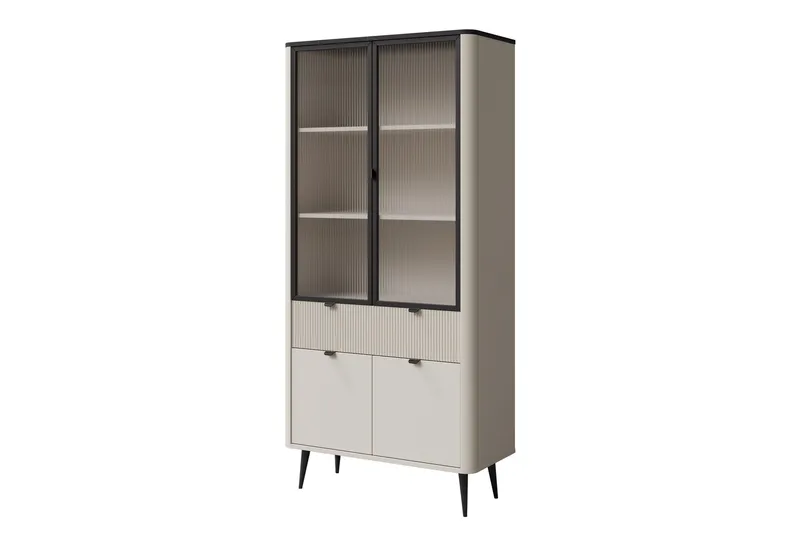 Cucina Vitrineskap 90x191 cm - Beige/Grå - Oppbevaring - Skap - Vitrineskap