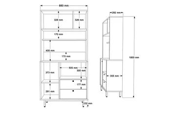 Donae Highboard - Eik/Antrasitt - Oppbevaring - Skap - Oppbevaringsskap