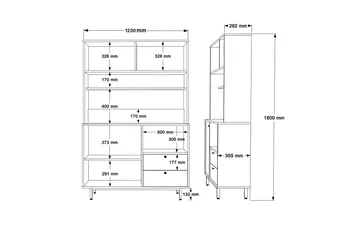 Donae Highboard - Eik/Grønn - Oppbevaring - Skap - Oppbevaringsskap