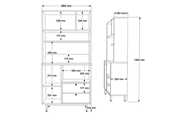 Donae Highboard - Eik/Grønn - Oppbevaring - Skap - Oppbevaringsskap