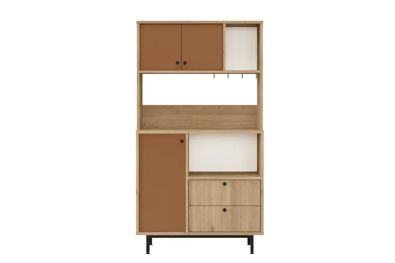 Donae Highboard, Eik/Rød