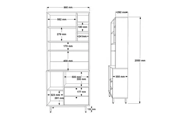 Donae Highboard - Eik/Rød - Oppbevaring - Skap - Oppbevaringsskap