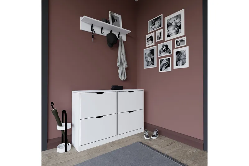 Durusu Skoskap 120,5 cm - Matt hvit - Oppbevaring - Skap - Oppbevaringsskap