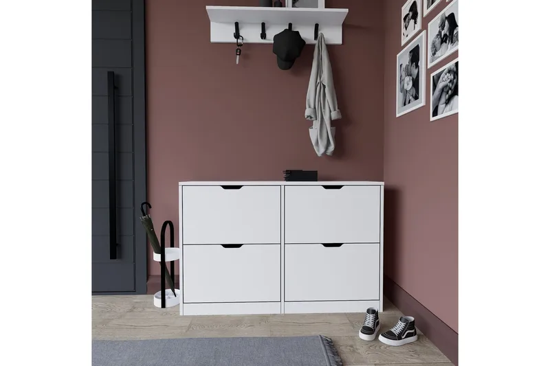 Durusu Skoskap 120,5 cm - Matt hvit - Oppbevaring - Skap - Oppbevaringsskap