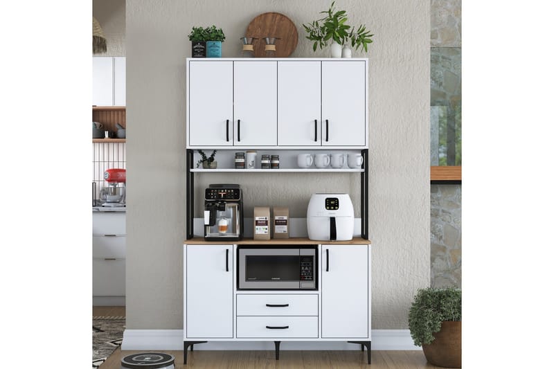 Eligius Høyskap - Hvit/Valnøtt - Oppbevaring - Skap - Oppbevaringsskap