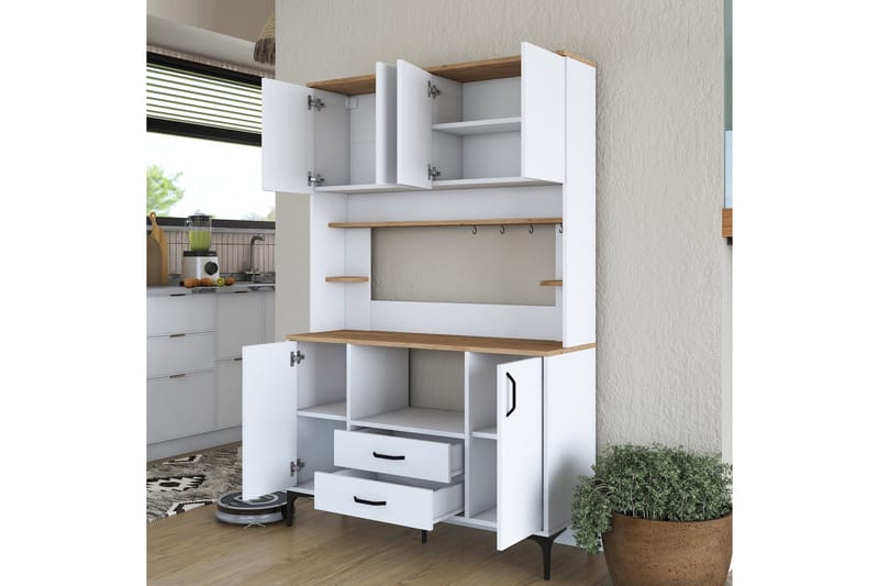 Eligius Høyskap - Hvit/Valnøtt - Oppbevaring - Skap - Oppbevaringsskap