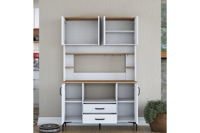 Eligius Høyskap - Hvit/Valnøtt - Oppbevaring - Skap - Oppbevaringsskap