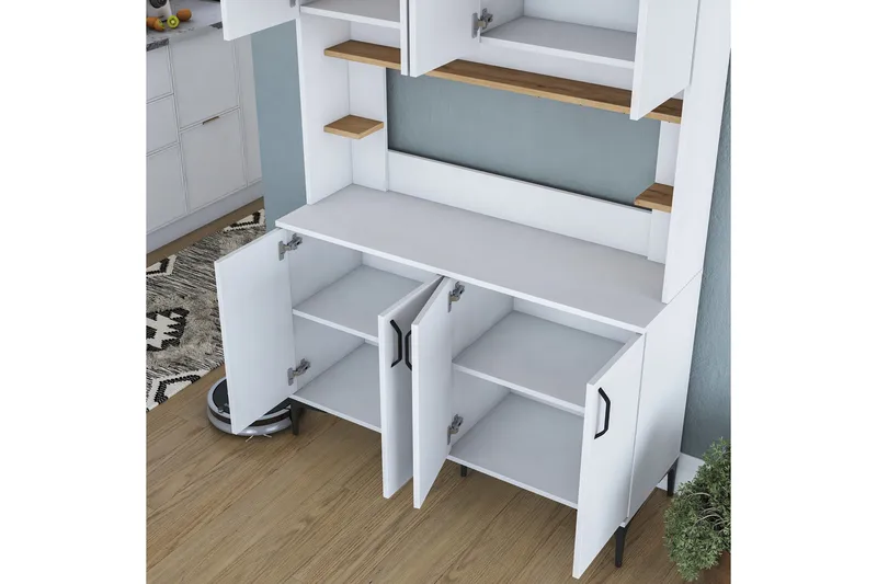 Eligius Høyskap - Hvit/Valnøtt - Oppbevaring - Skap - Oppbevaringsskap