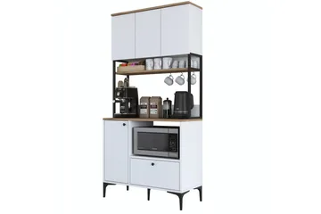 Eligius Høyskap - Hvit/Valnøtt - Oppbevaring - Skap - Oppbevaringsskap