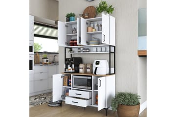 Eligius Høyskap - Hvit/Valnøtt - Oppbevaring - Skap - Oppbevaringsskap