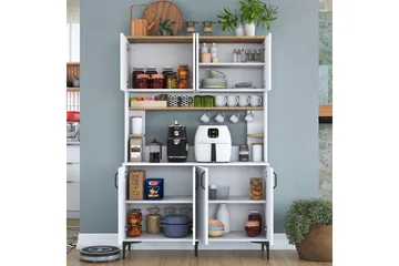 Eligius Høyskap - Hvit/Valnøtt - Oppbevaring - Skap - Oppbevaringsskap