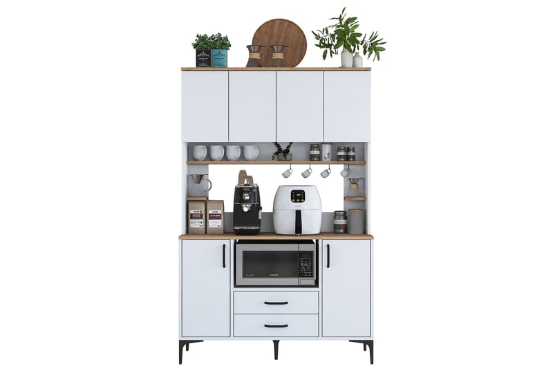 Eligius Høyskap - Hvit/Valnøtt - Oppbevaring - Skap - Oppbevaringsskap