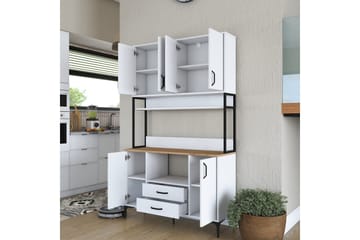 Eligius Høyskap - Hvit/Valnøtt - Oppbevaring - Skap - Oppbevaringsskap